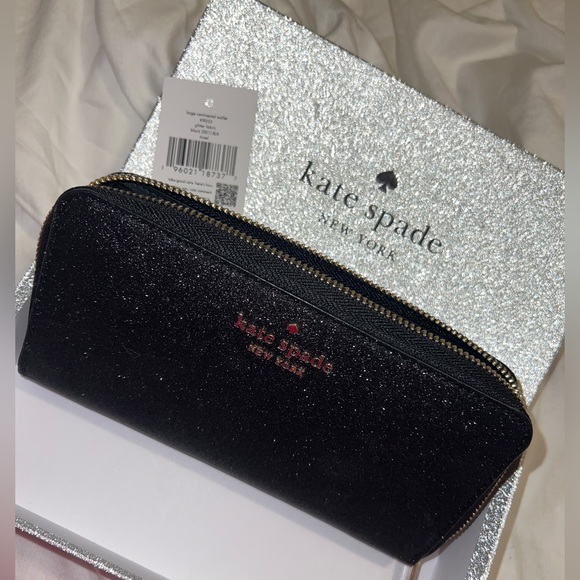 Kate Spade ♠️ black wallet, glitter with gold detail Christmas gift New Years - Picture 14 of 16